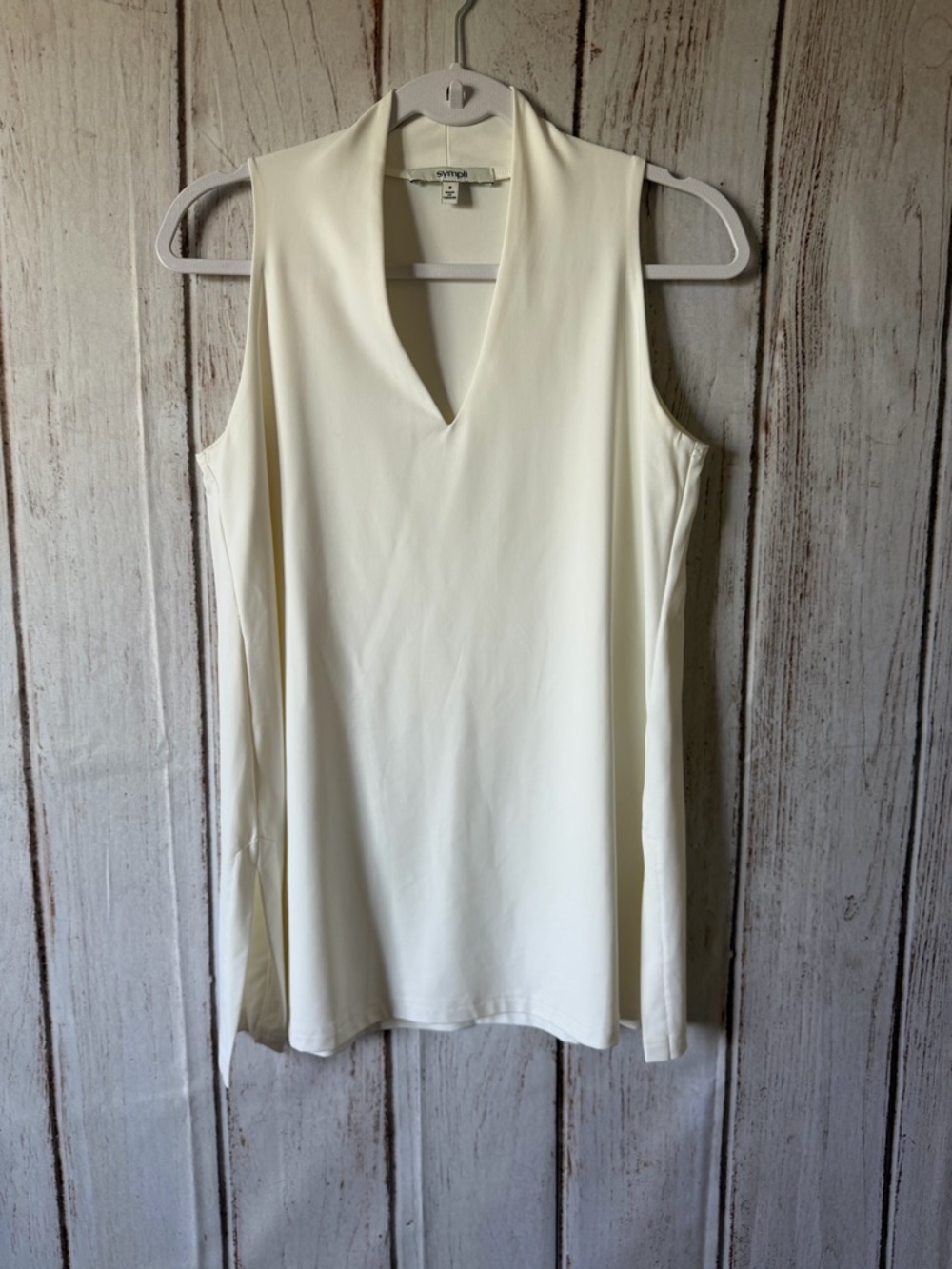 Sympli Go-To Tank Relax Sleeveless V-Neck Top White Size 8
